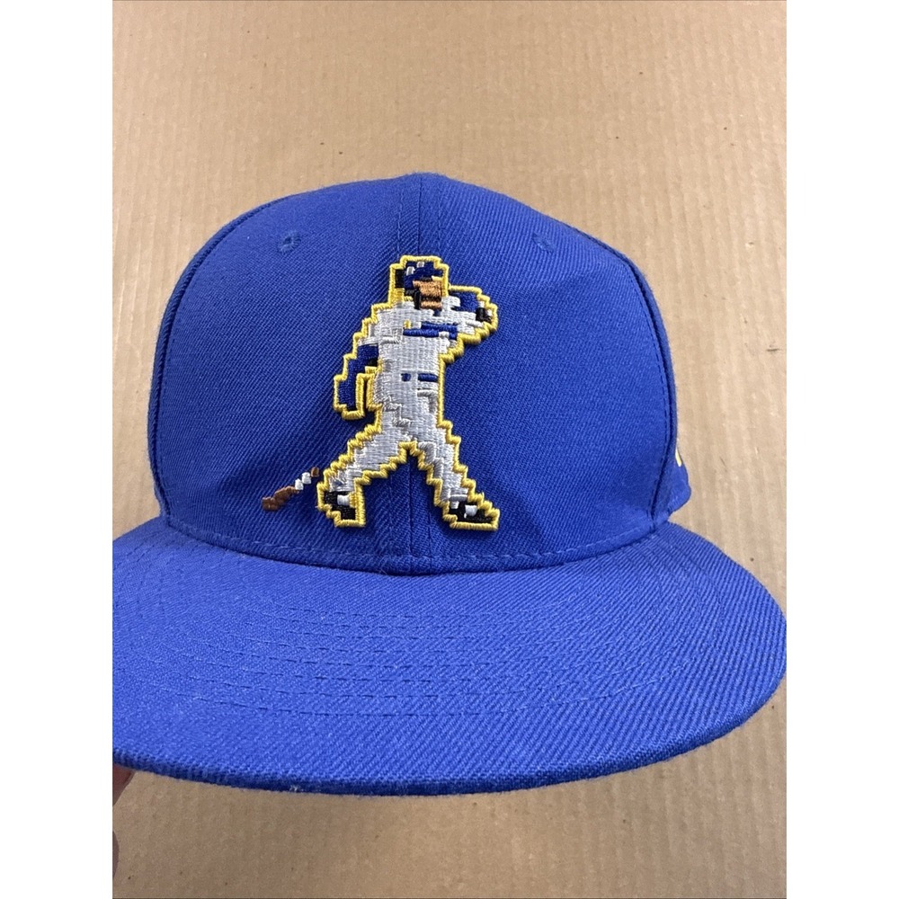 Ken Griffey Jr Baseballism Hat‎ Blue 8-Bit Baseball Video Game Fitted Cap  7 1/2